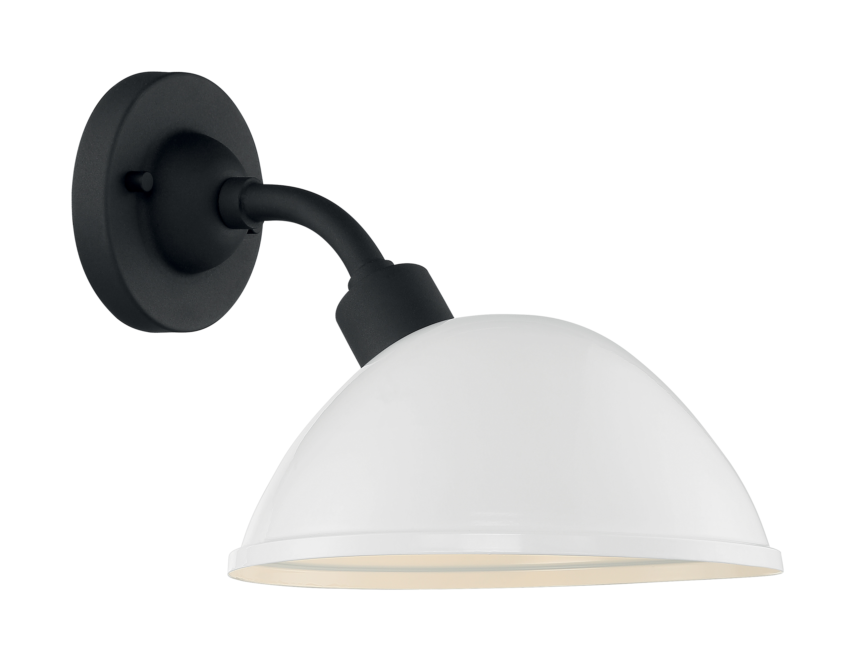 South Street 1-Light Small Outdoor Wall Sconce Fixture - Gloss White Finish with Textured Black Accents