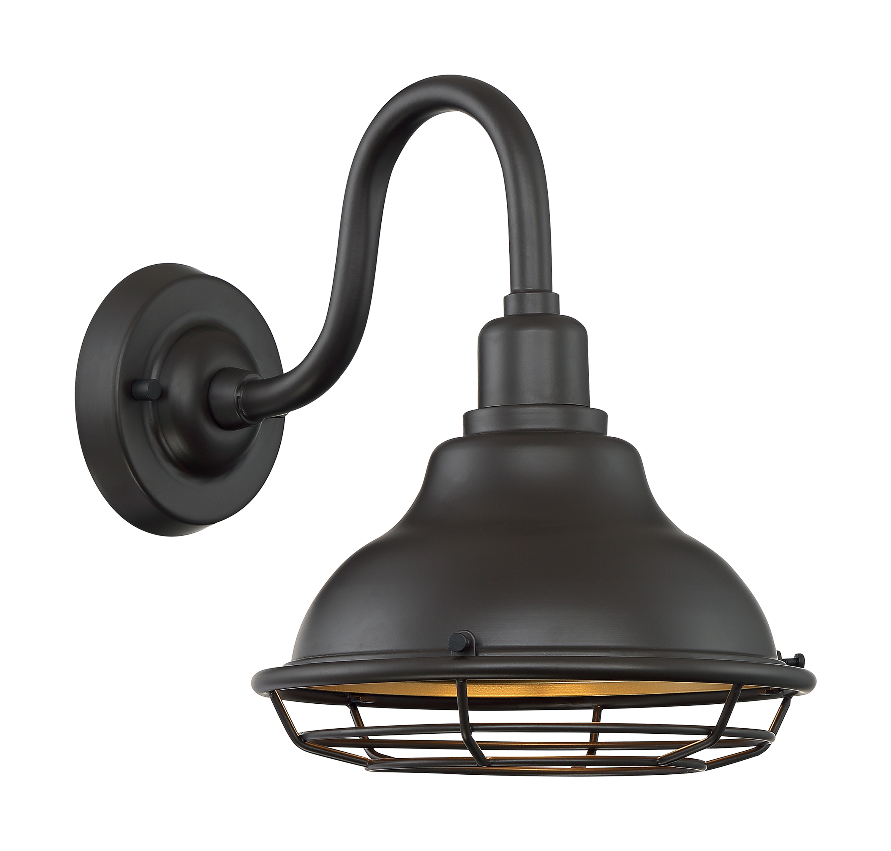 Newbridge 1-Light Small Outdoor Wall Sconce Fixture - Dark Bronze Finish with Gold Accents